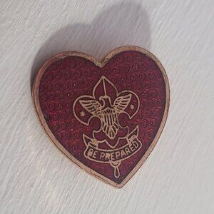 BSA Red Copper Heart Vintage Lapel Uniform Pin Badge